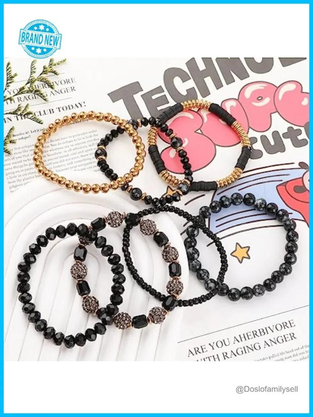 Handmade Stretch Beaded Bracelets Boho Glass Faceted Gemstone Plastic Pearl
